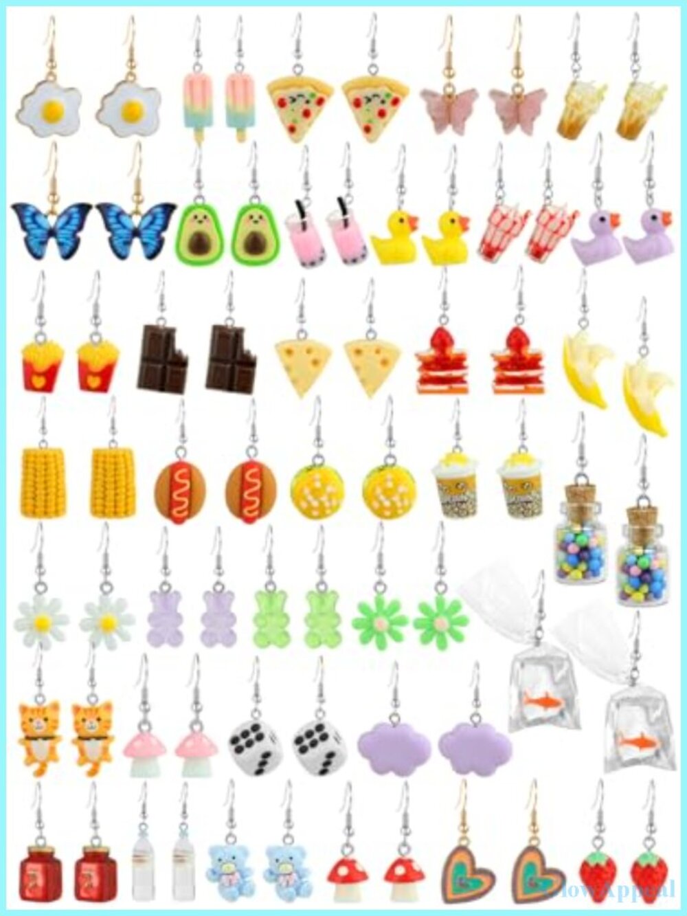 36 Pairs Fun Dangle Earrings Set Cute Resin Drop Earrings for Women Teen Girls